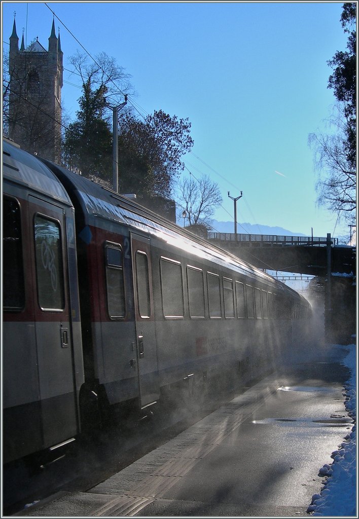 Winterstimmung am Bahnsteig.
Vevey, 10. Feb. 2013